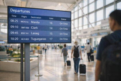 Davao City to Vigan planning view of Davao International Airport departures board