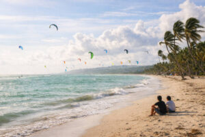Bulabog Beach in Boracay for free things to do in Boracay with kitesurfers in the distance during windy hours