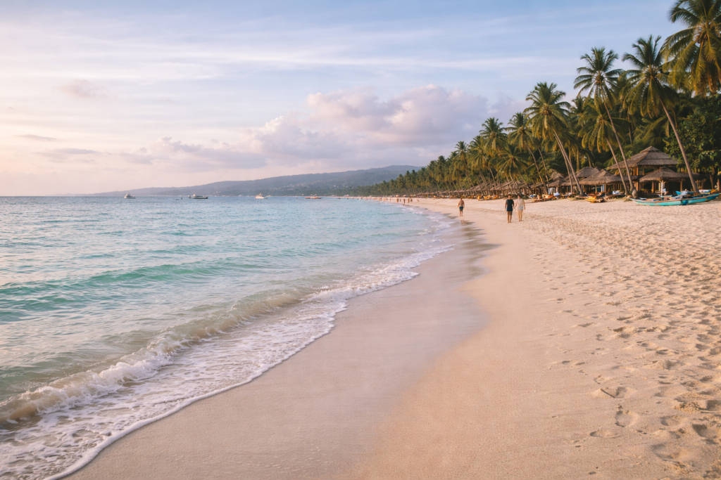 White Beach Boracay morning view for choosing How Many Days in Boracay