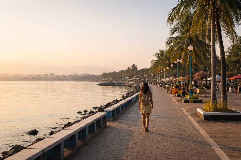 How many days in Puerto Princesa guide featured image with calm morning view at Puerto Princesa City Baywalk