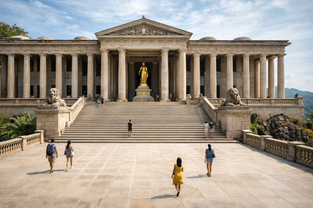 how to get to Temple Of Leah showing the grand staircase scale and visitor flow