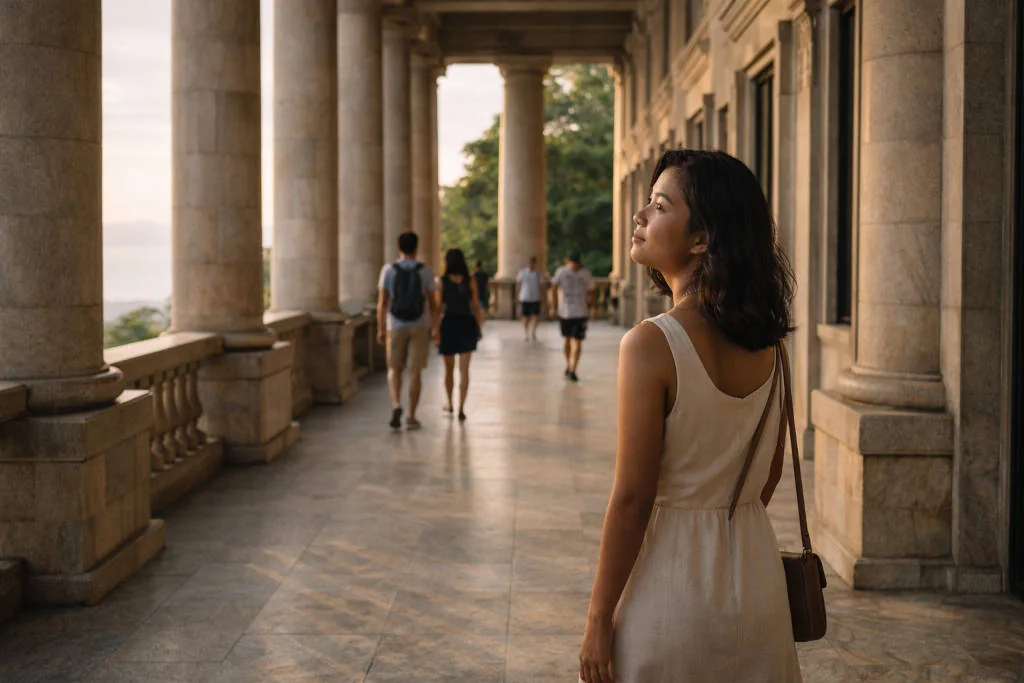 how to get to Temple Of Leah with terrace columns and walkway details for pacing expectations