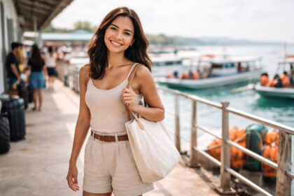Iloilo City to Boracay featured photo with Mika smiling at Caticlan Jetty Port before the boat transfer