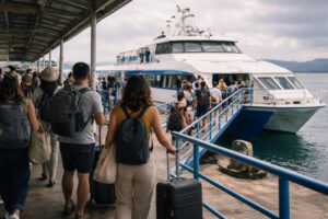 Iloilo City To Siargao ferry fallback route showing Surigao port boarding scene for travel to Dapa Port in Siargao.