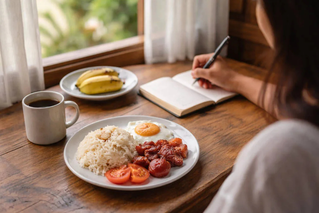 Quiet breakfast table in San Juan La Union for La Union Itinerary 7 Days