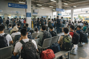 Cebu North Bus Terminal queues and seating for Manila to Malapascua trips to Maya Port