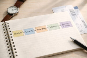 Puerto Princesa to Bohol door-to-door time with waiting and buffer blocks visual