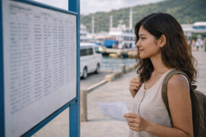 Mika double-checking Romblon travel tips on ferry timing to avoid wasted days