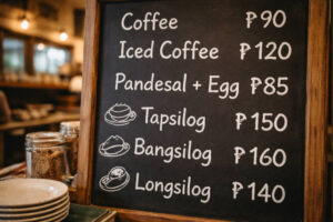 Tagaytay normal pricing cues to reduce scams in Tagaytay by asking for menu and service charge