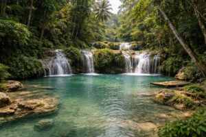 Cambugahay Falls in Lazi Siquijor with clear tiers for a Siquijor waterfalls and beaches day plan