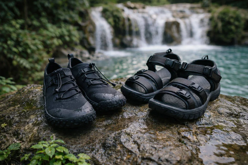 Water shoes with good grip for slippery paths on a Siquijor waterfalls and beaches day