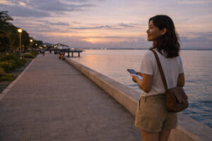 Lanang waterfront promenade in Davao City during sunset hour, sunset spots in Davao City