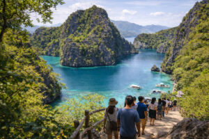 things to do in Coron at Kayangan Lake viewpoint in Coron during a calm arrival window