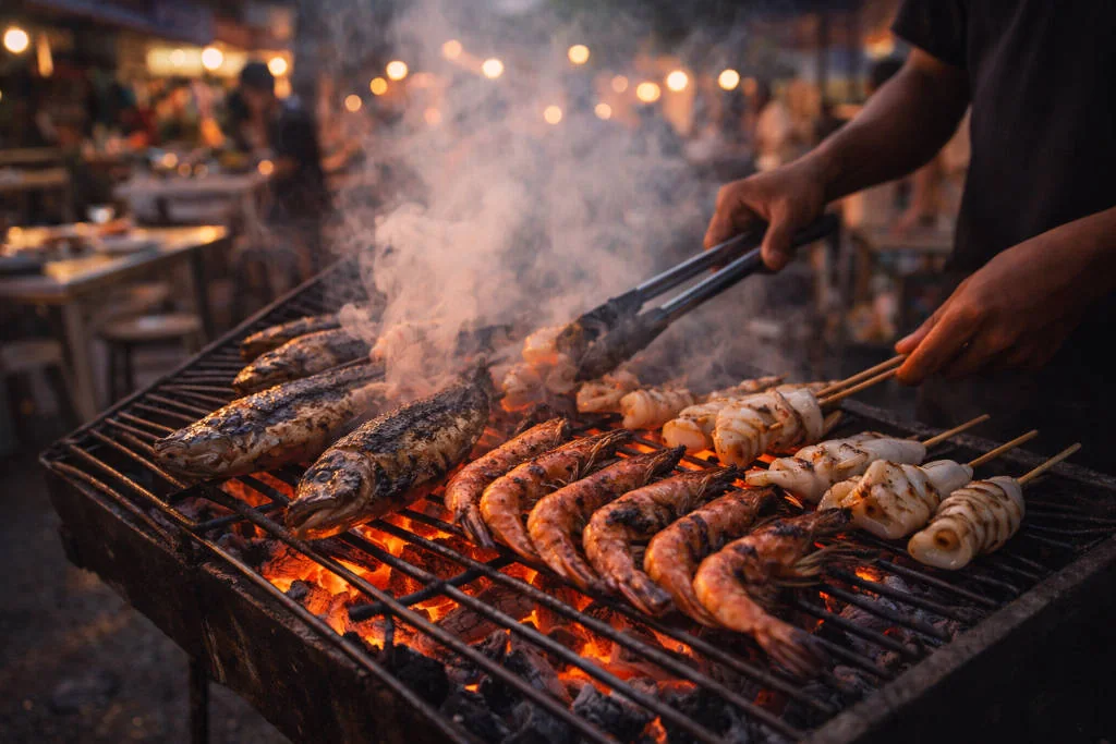 Grilled Sinugba favorites in what to eat in Mactan choices with smoky seafood skewers