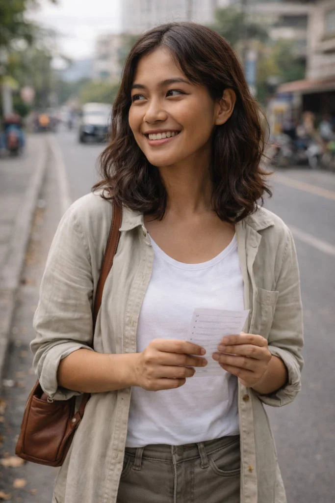 Where to Stay in Bacolod with Mika Santos smiling while reviewing a stay checklist for first-timers