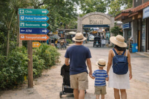 Finding bathrooms near D’Mall Boracay with Kids along the main path