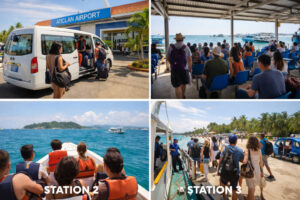 Airport to port to island transfer scene for a Boracay travel guide