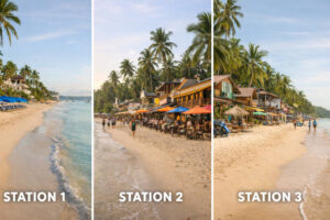 Station 1, Station 2, and Station 3 comparison for a Boracay travel guide