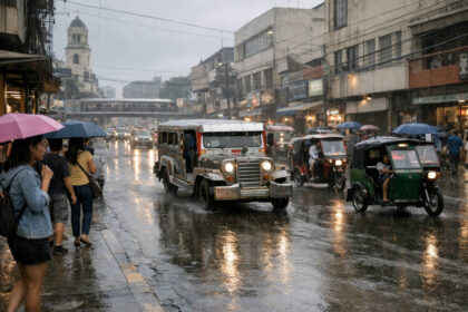 Rainy day in Cagayan de Oro City for Cagayan de Oro Rainy Season Travel with commuters and umbrellas