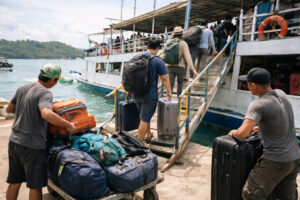 Cebu City To Boracay boat segment showing Boat Crossing From Caticlan To Boracay With Luggage Handling