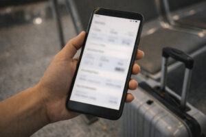 Phone checklist for Davao City to La Union with itinerary and baggage details saved