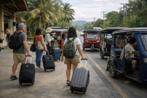 Normal transfer area outside El Nido Airport for el nido airport to town