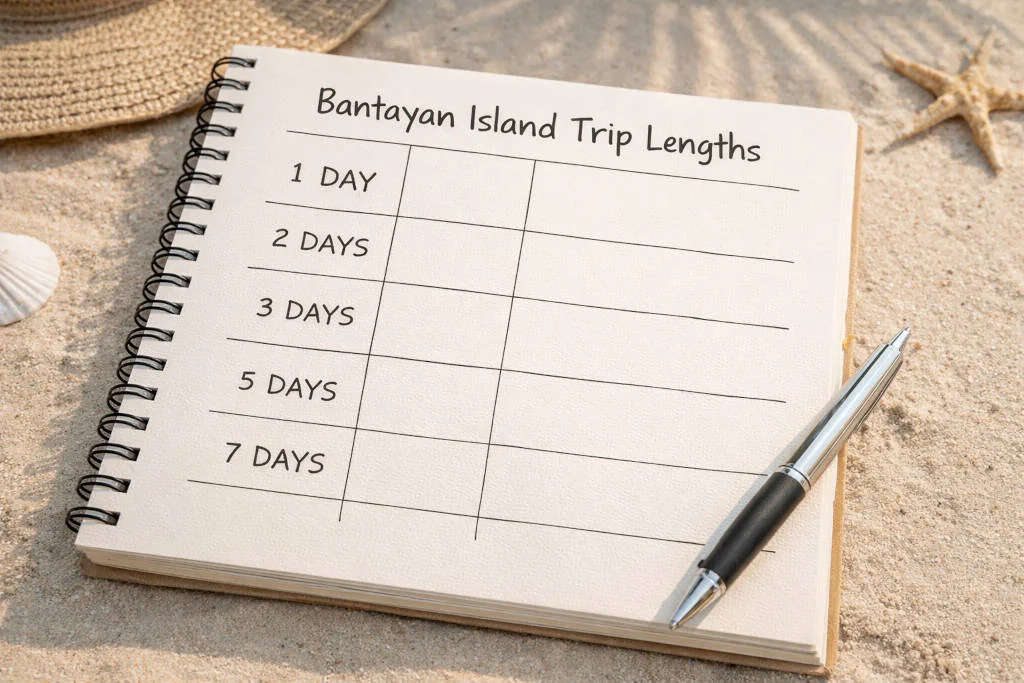 Quick answer table for how many days in Bantayan Island