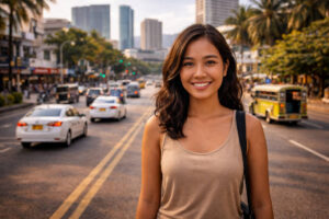 Mika smiling in a calm Cebu City setting during an easy-paced how many days in Cebu City trip