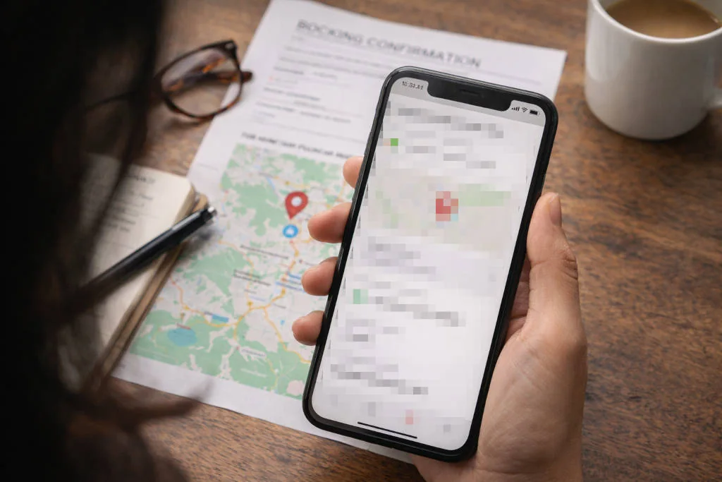Travel screenshots and booking details prepared before a transfer while planning how to get around Sagada