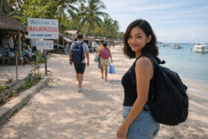 Arrival area for malapascua itinerary 4 days with beachfront path and easy first-day atmosphere