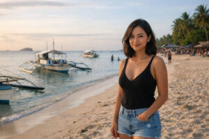 Morning shoreline for malapascua itinerary 4 days on Malapascua Island with small boats and light crowds