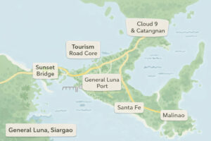 Map Of General Luna Areas For First-Timers, where to stay in General Luna