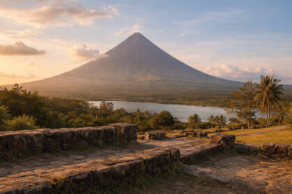Mayon Volcano golden hour view from an easy spot in Albay, photography spots in Bicol