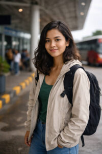 Mika smiling while doing a calm Clark to Baler transfer check