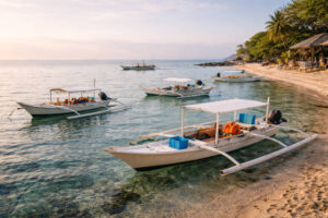 Boats ready for a Moalboal itinerary 3 days island trip