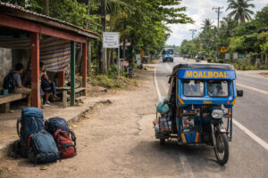 Local transport arrival for a Moalboal Travel Guide showing the practical side of getting around