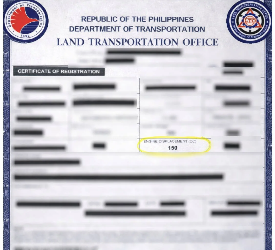 No expressway routes Luzon small motorcycle checking engine displacement for the 400cc rule in the Philippines