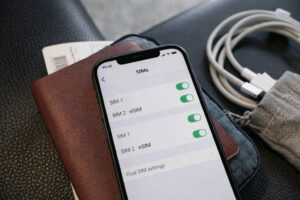 Phone prepared for eSIM and dual-SIM travel setup in the Philippines