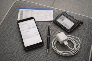 Phone screen with Puerto Princesa to Batanes itinerary receipt and baggage details