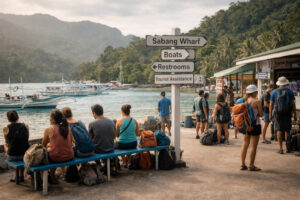 Sabang Wharf waiting area for Puerto Princesa to Underground River visitors