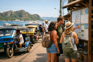 Coron Town transport and booking scene for a guide to scams in Coron