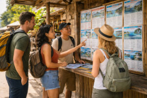 Coron tour booking area showing why checking inclusions matters in scams in Coron