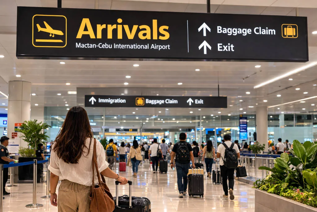 Arrivals area at Mactan-Cebu International Airport for solo travel Mactan late-night planning