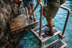 Twin Lagoon ladder crossing area on Coron Island