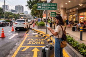 Safer Grab pickup spot near a Philippine hotel or mall