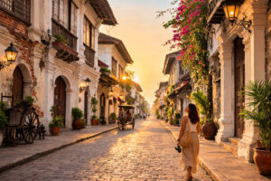 Vigan Itinerary 4 Days Calle Crisologo early morning wide heritage street in Vigan