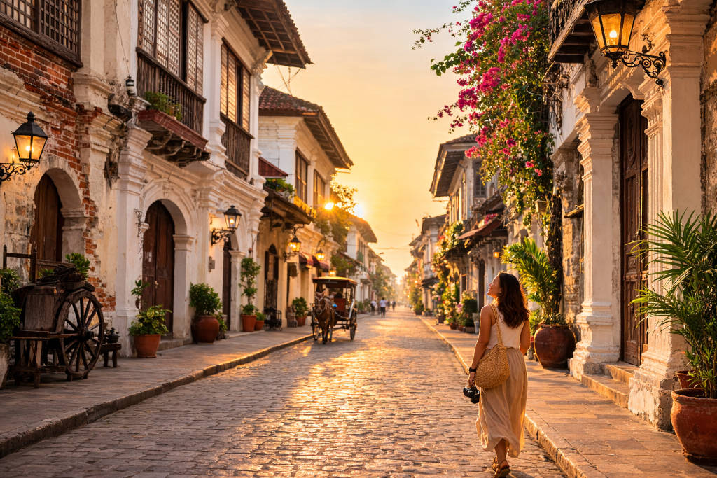 Vigan Itinerary 4 Days Calle Crisologo early morning wide heritage street in Vigan
