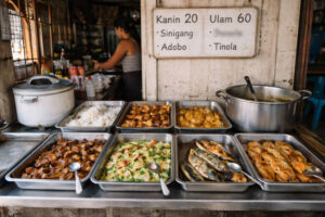 What to Eat in Malapascua through budget Carinderia food options on a simple counter