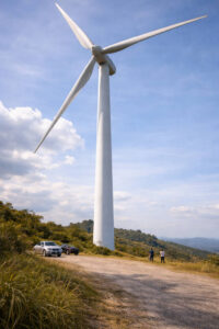 Close-up turbine scale detail at Windmill Farm Pililla