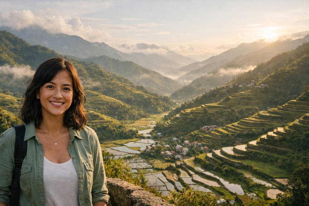 Banaue travel guide view of the Banaue Rice Terraces under soft mountain light